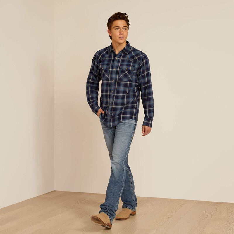 Hugo Retro Long Sleeve Shirt - Maritime Blue