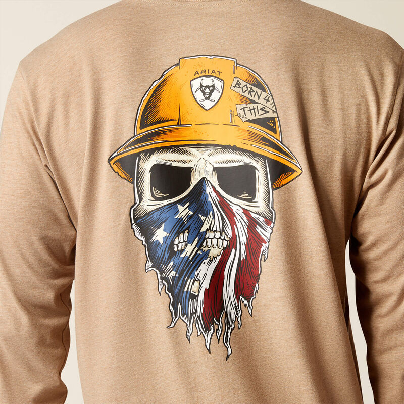 Rebar Workman Born For This T-Shirt Long Sleeve - Oatmeal Heather