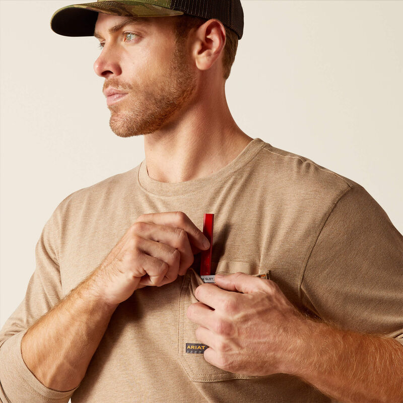 Rebar Workman Born For This T-Shirt Long Sleeve - Oatmeal Heather