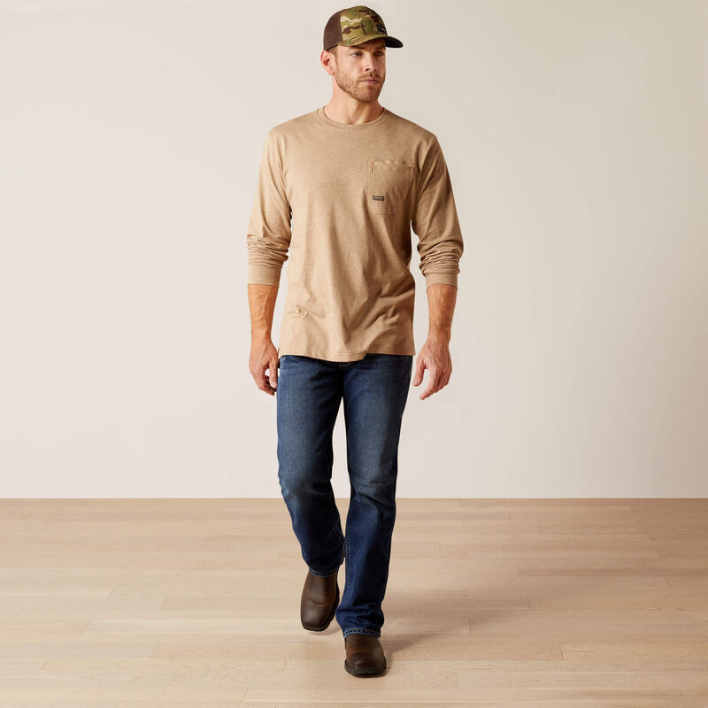 Rebar Workman Born For This T-Shirt Long Sleeve - Oatmeal Heather