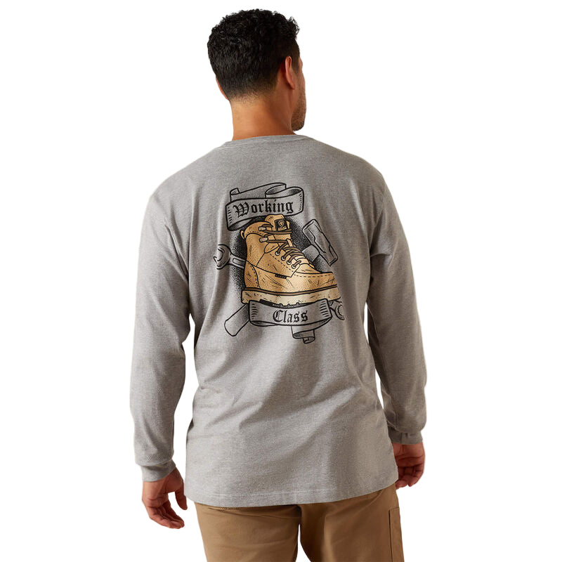 Cotton Strong Working Class T-Shirt Long Sleeve, Heather Grey