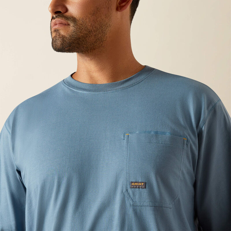 Workman Logo T-Shirt LS- Bluestone/Dusty Blue