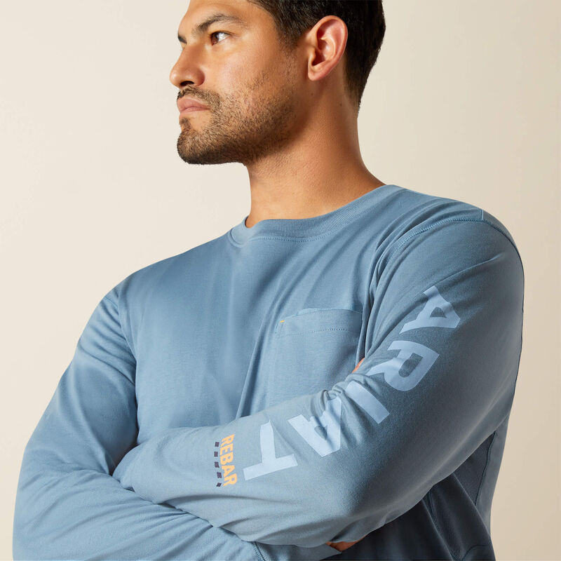 Workman Logo T-Shirt LS- Bluestone/Dusty Blue