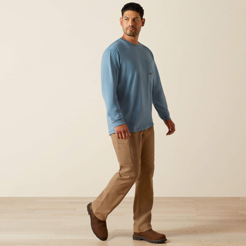 Workman Logo T-Shirt LS- Bluestone/Dusty Blue