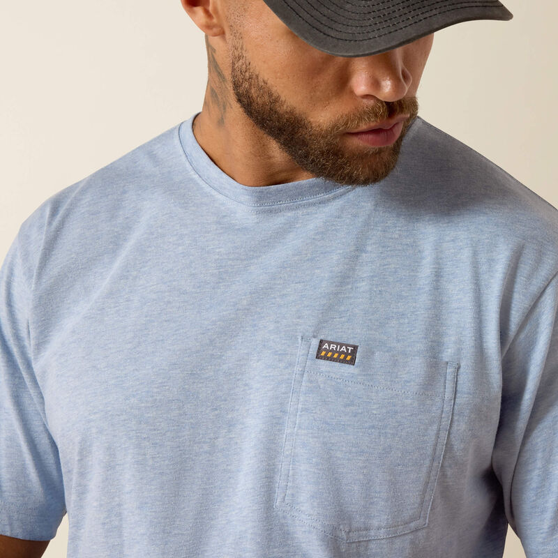 Rebar Cotton Strong Standard Pocket T-Shirt-Washed Rain Heather