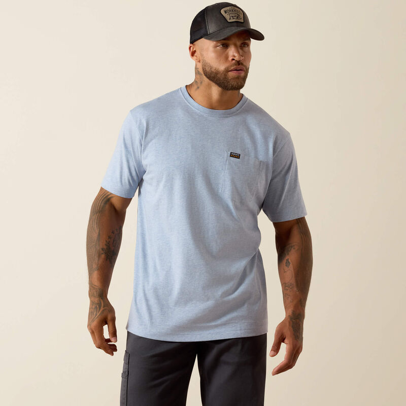 Rebar Cotton Strong Standard Pocket T-Shirt-Washed Rain Heather