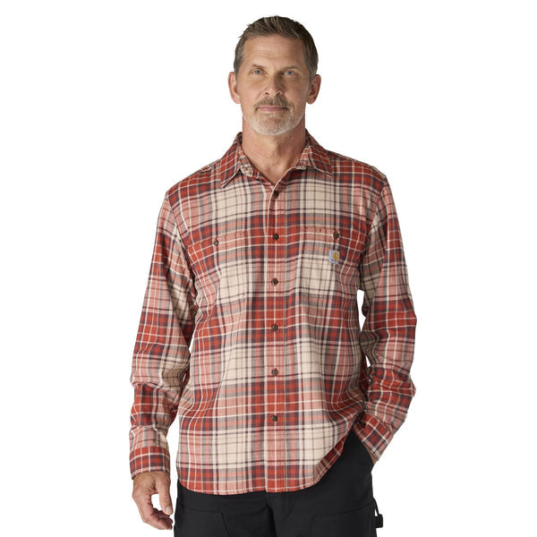 Rugged flex® relaxed fit lightweight long-sleeve plaid shirt - Spice Red