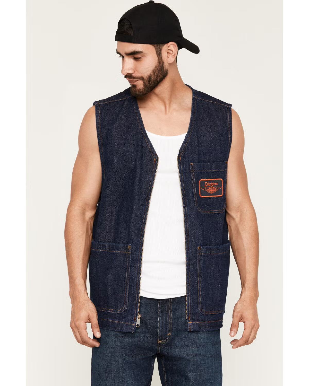 Dickies x Harley Davidson Denim Vest- Rinsed Indigo/ Blue