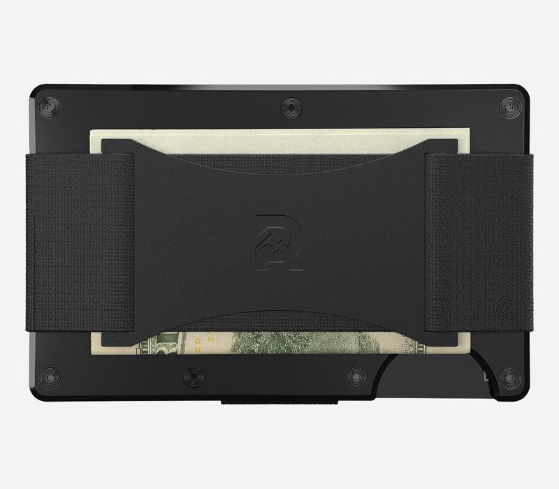 Aluminum | Royal Black Minimalist Wallet - Cash Strap - -