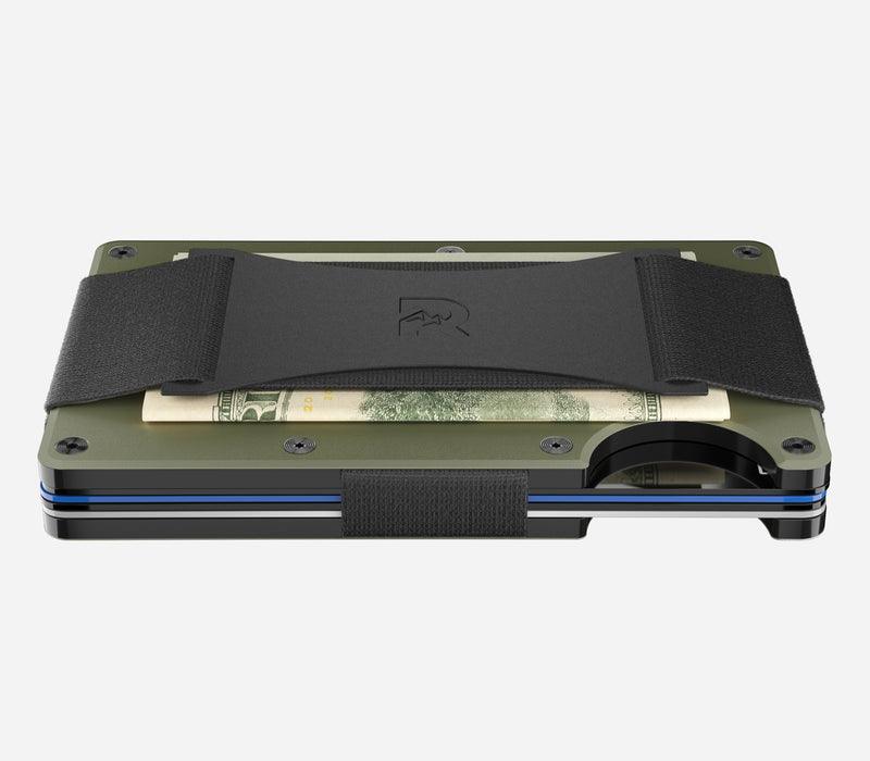 Aluminum | Matte Olive Minimalist Wallet - Cash Strap - -