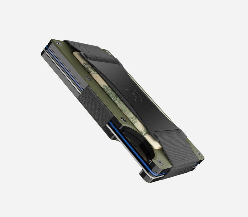 Aluminum | Matte Olive Minimalist Wallet - Cash Strap - -