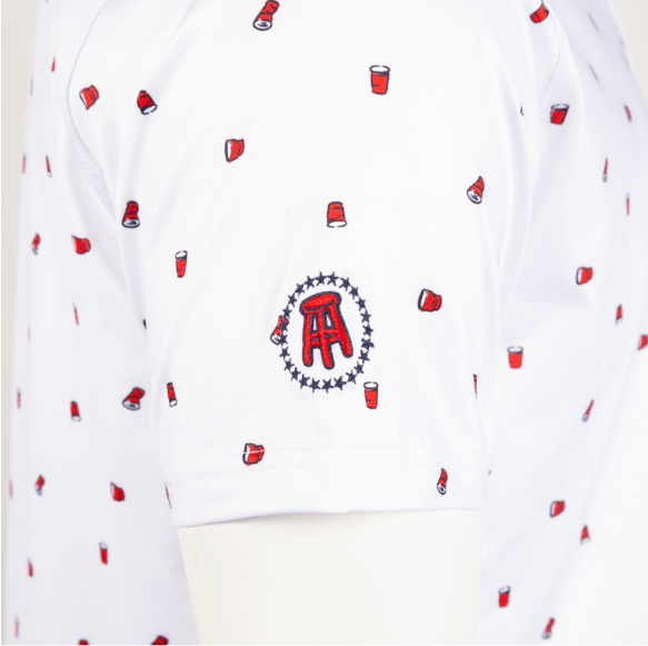 Saturdays Are Fore The Boys Solo Cup Printed Polo - White