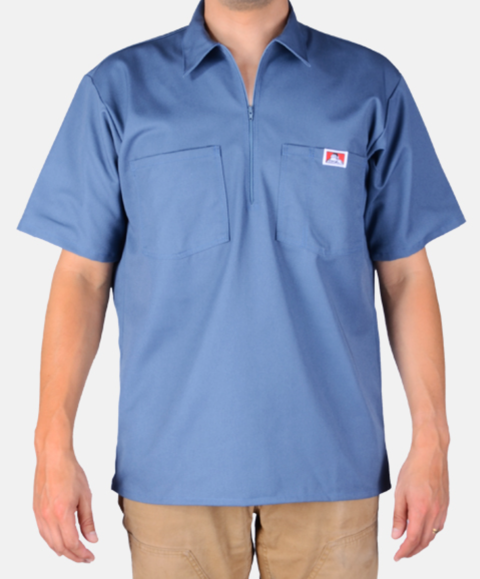 1/2 Zipper Short Sleeve - Steel Blue