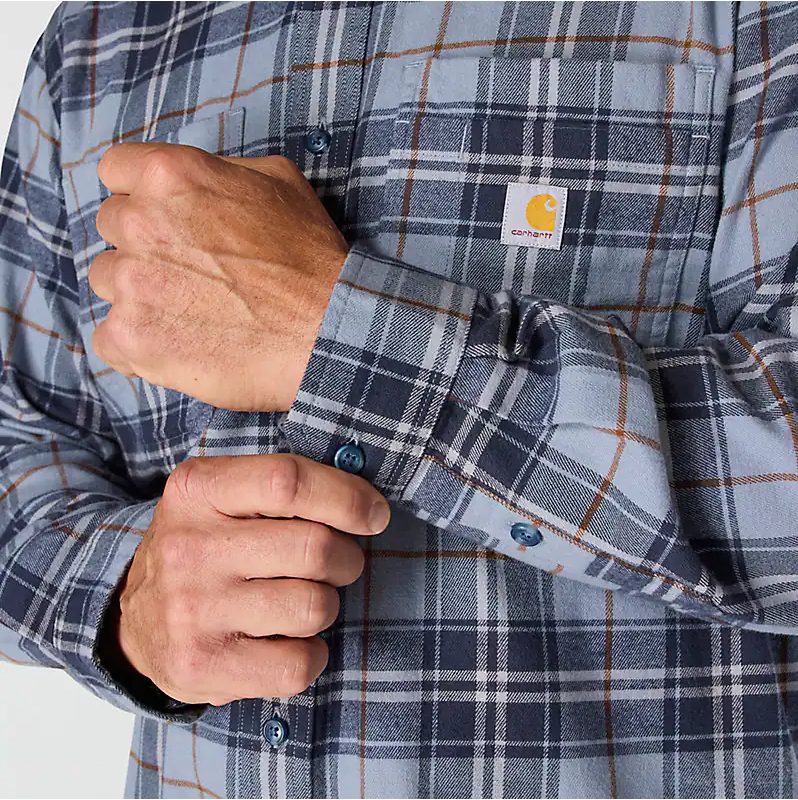 Rugged flex® relaxed fit midweight long-sleeve plaid shirt - Faded Navy