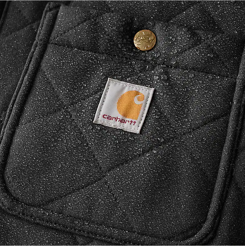 Rain Defender® Loose Fit Heavyweight Quilted Snap Front Shirt Jac - Black