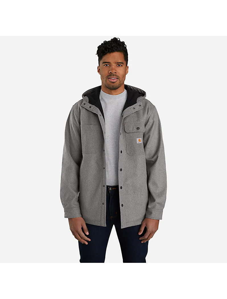 Rain Defender® Heavyweight Hooded Shirt Jacket Black Heather