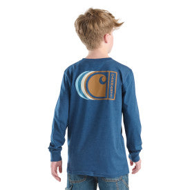 Youth Long-Sleeve Graphic T-Shirt- Dark Denim