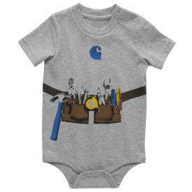 Infant Short-Sleeve Tool Belt Bodysuit - Grey Heather