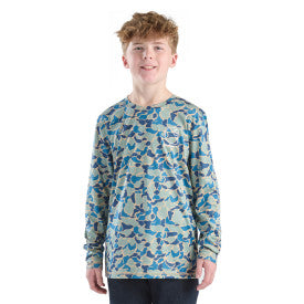 Youth Boys Force Sun Sun Defender Long-Sleeve Camo T-Shirt - Blue Duck Camo