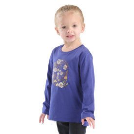 Youth Girls Long-Sleeve Floral C T-Shirt - Navy Blue