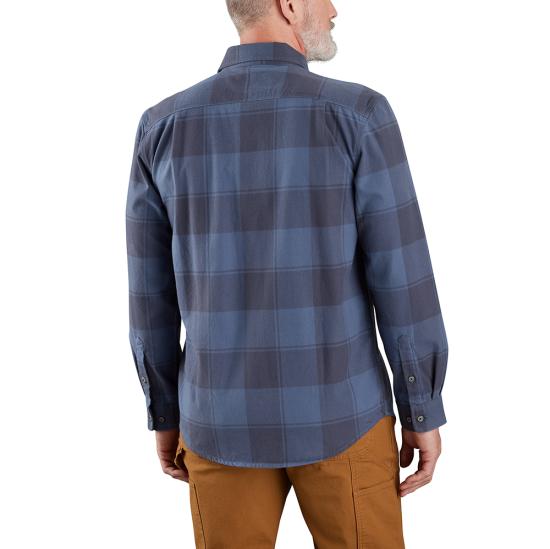 Loose Fit HW Flannel Plaid Shirt - Navy