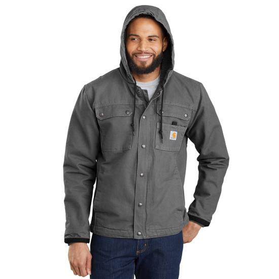 Men's Sherpa-Lined Utility Jacket - Relaxed Fit - Washed Duck - Gravel