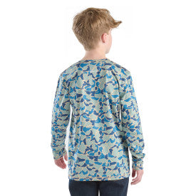 Youth Boys Force Sun Sun Defender Long-Sleeve Camo T-Shirt - Blue Duck Camo