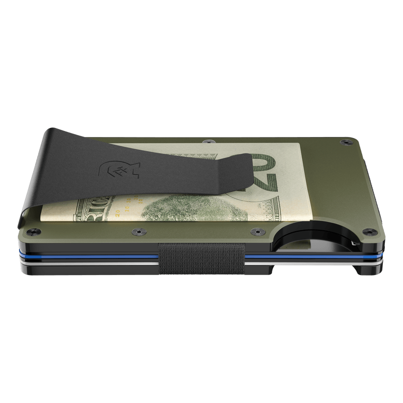 Aluminum | Matte Olive Minimalist Wallet - Money Clip - -