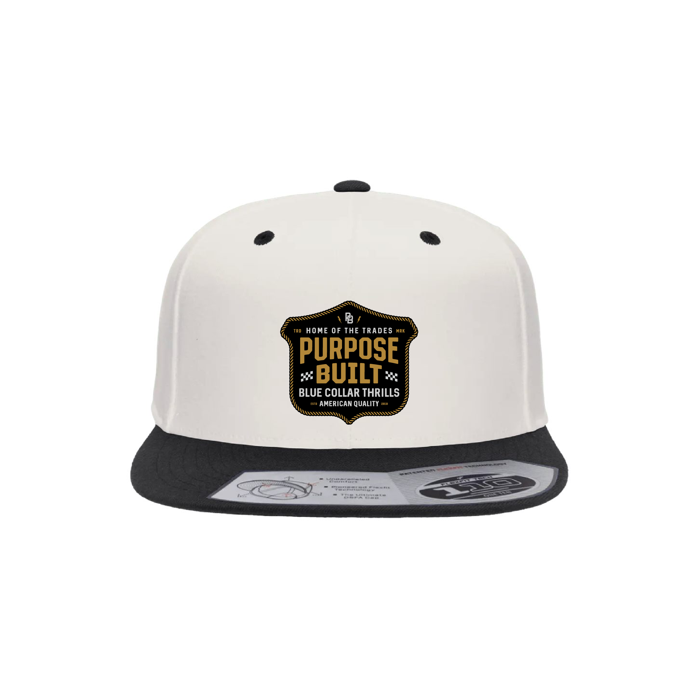 Blue Collar Thrills Flexfit Snapback, Natural & White