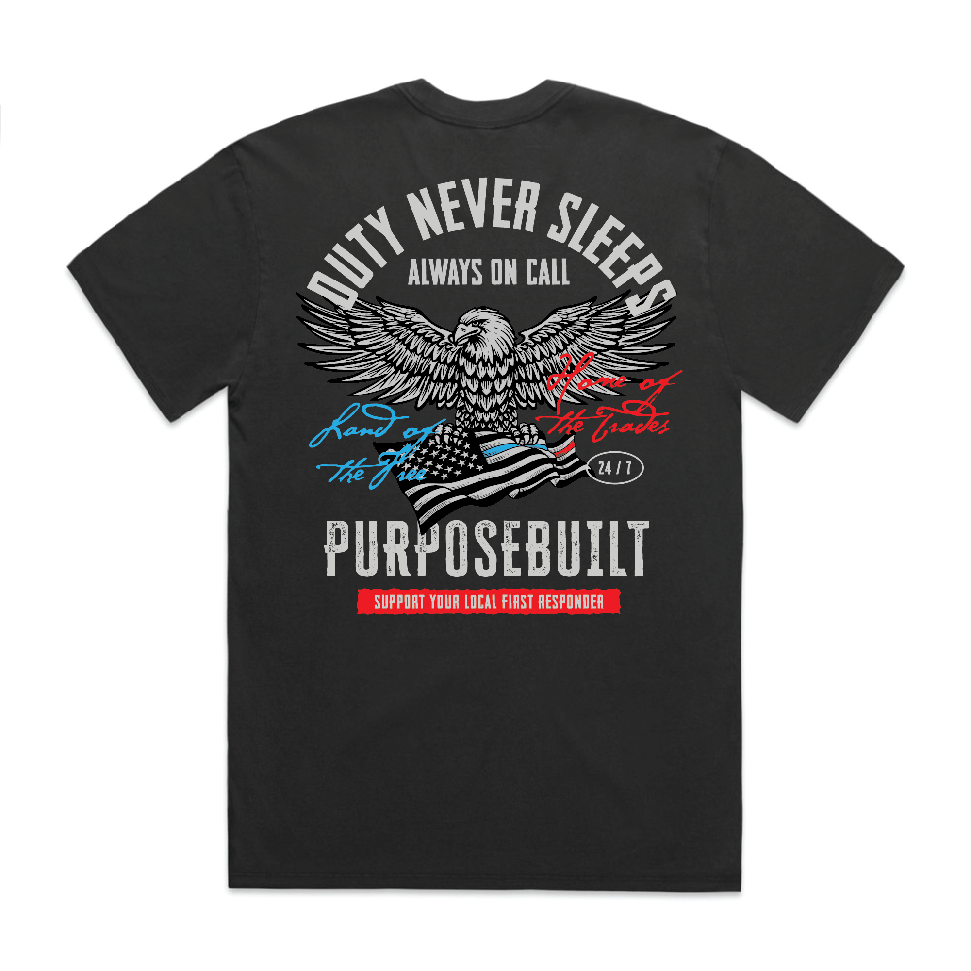 Youth - Duty Never Sleeps Tri Blend Tee, Black