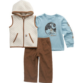 Infant/Toddler Boys Long-Sleeve Horse Print T-Shirt, Vest and Pant Set -Carhartt Brown