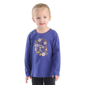 Youth Girls Long-Sleeve Floral C T-Shirt - Navy Blue