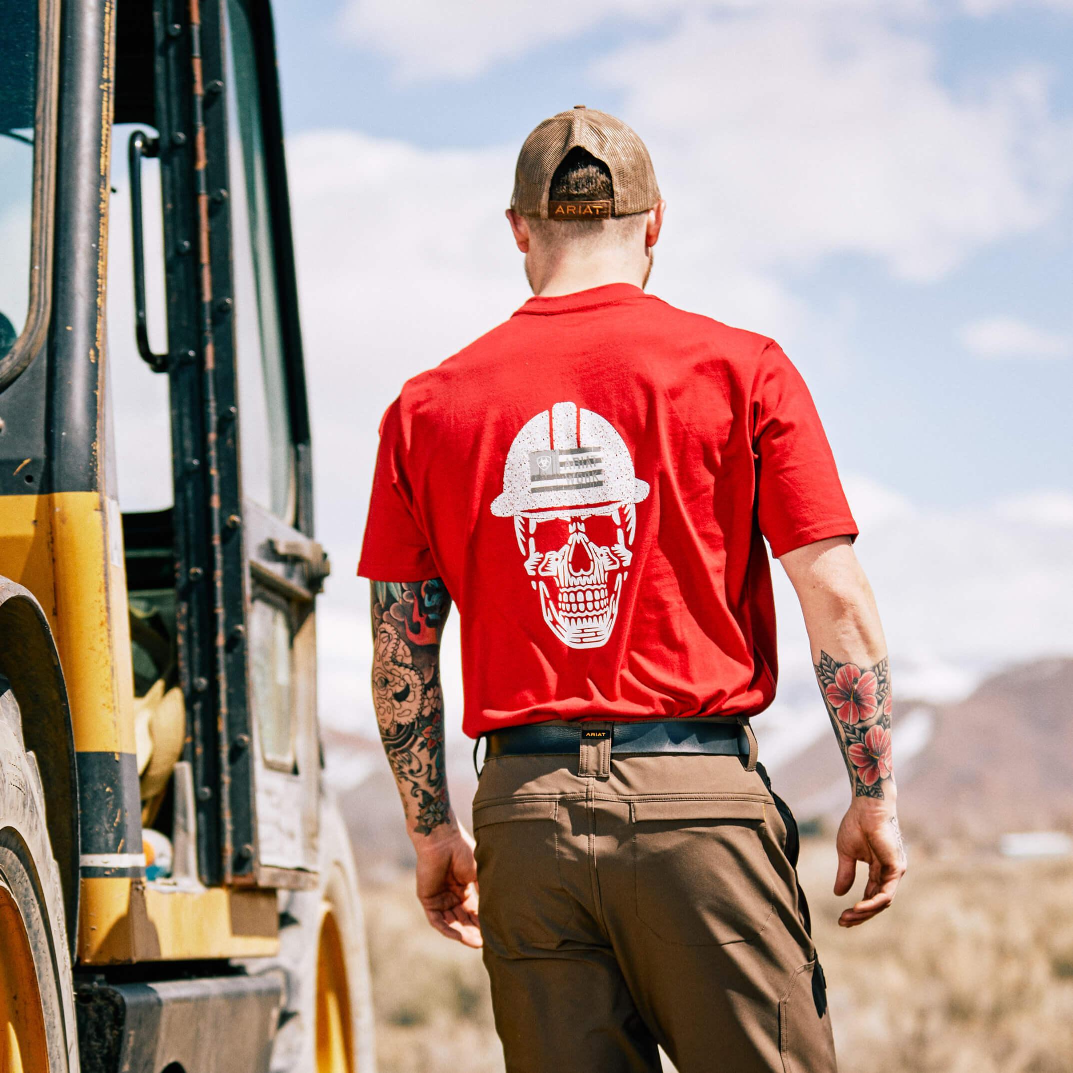 Rebar Cotton Strong Roughneck Graphic T-Shirt - Rio Red - Purpose-Built / Home of the Trades