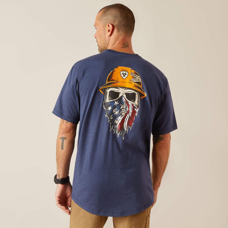 Rebar Workman Born For This T-Shirt - Navy Heather/USA