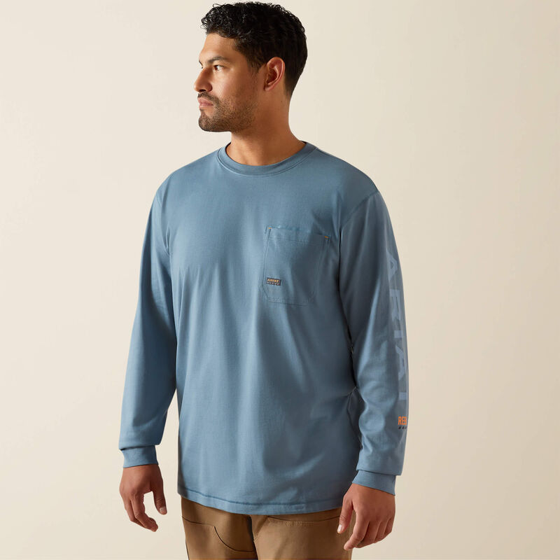 Workman Logo T-Shirt LS- Bluestone/Dusty Blue