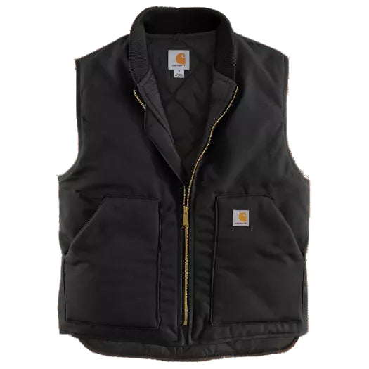Relaxed Fit Firm Duck Insulated Rib Collar V01 Vest - Black