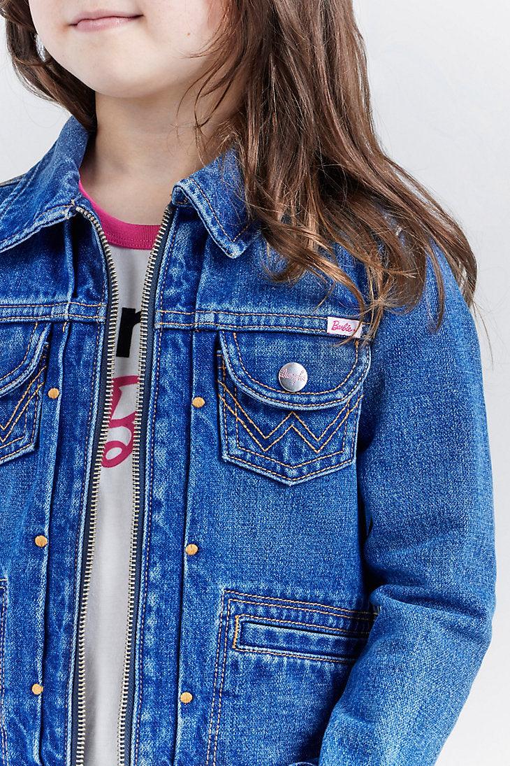 WRANGLER X BARBIE™ GIRL'S ZIP FRONT DENIM JACKET IN WRANGLER BLUE - Purpose-Built / Home of the Trades