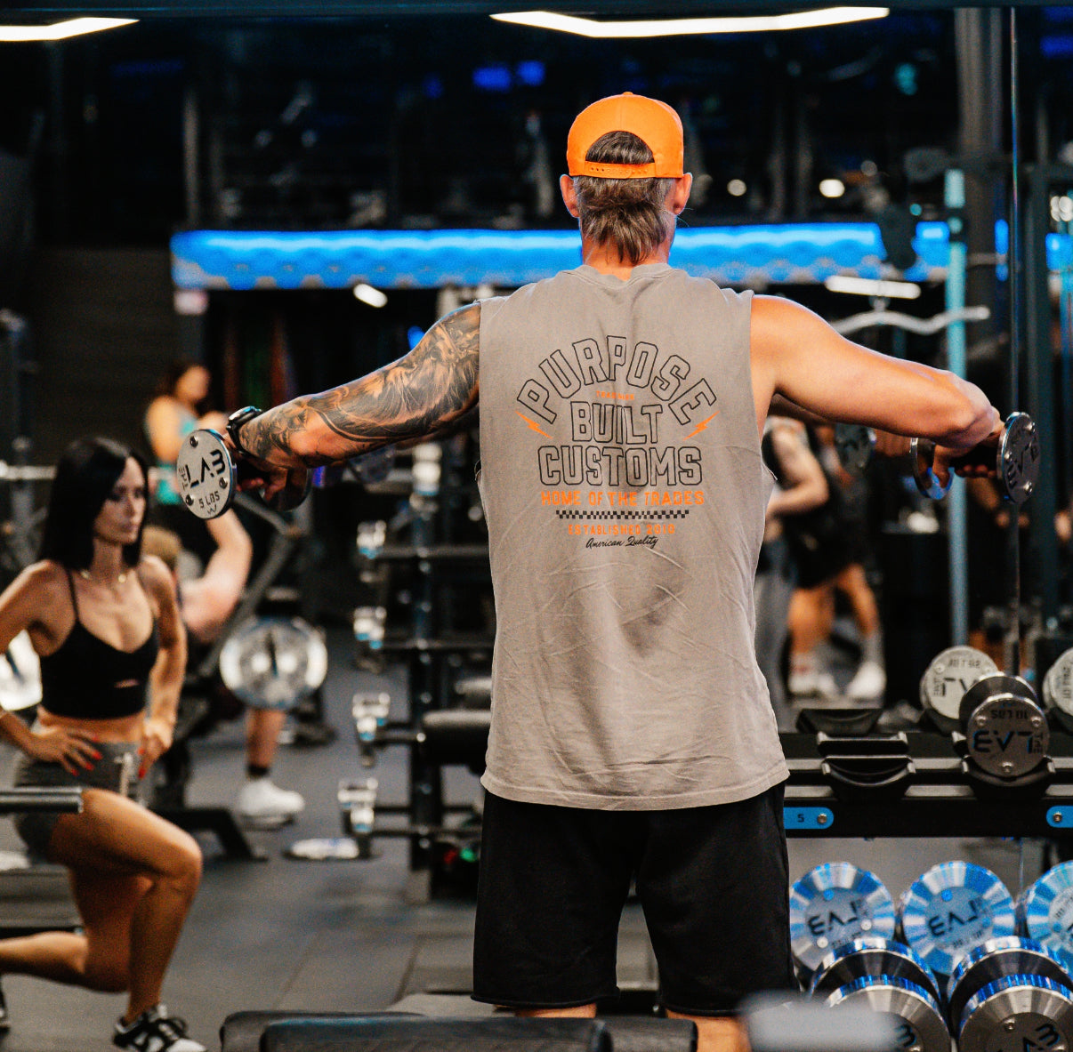 PB Customs Heavy Muscle Tee, Faded Grey