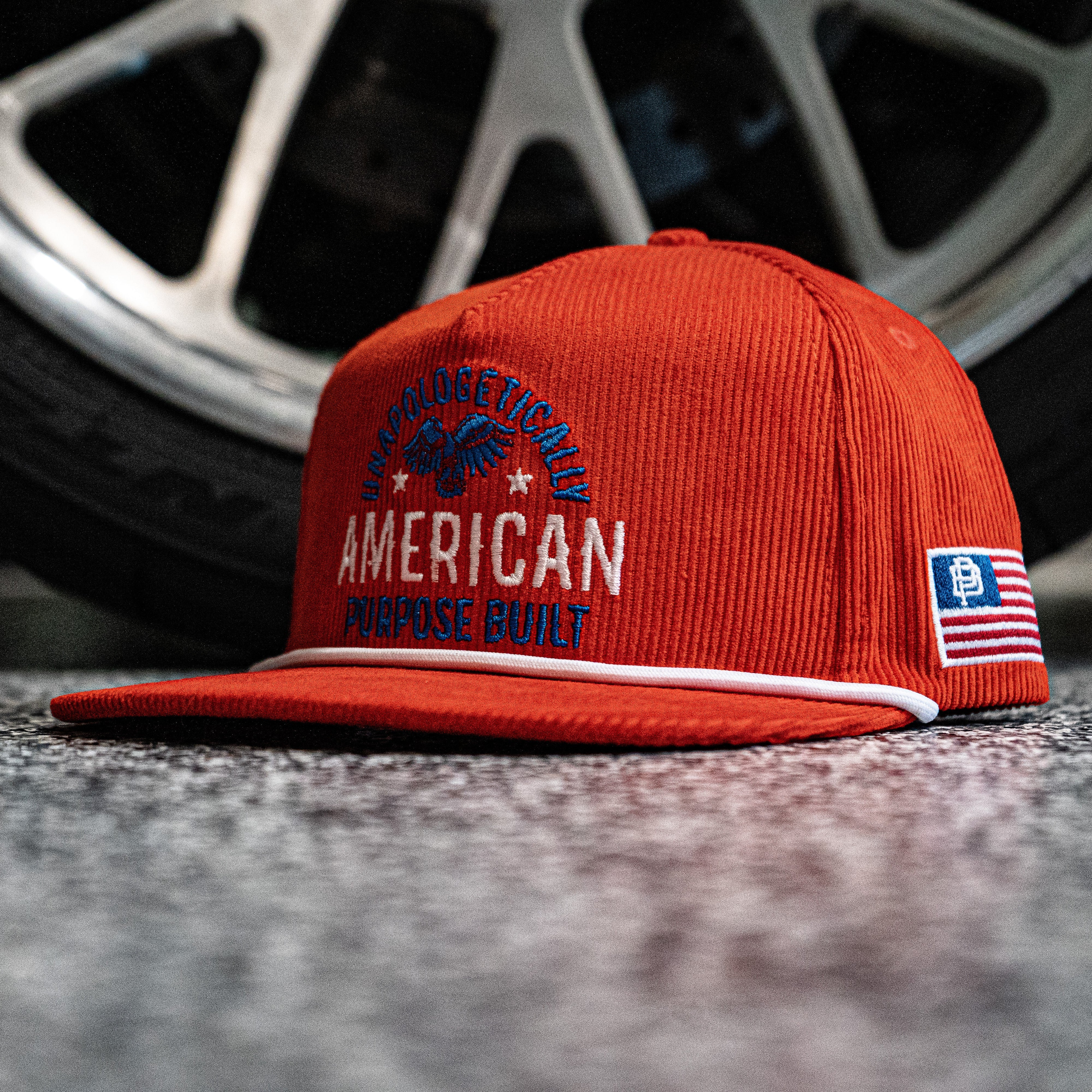 Unapologetically American Cordoroy Snapback, Red