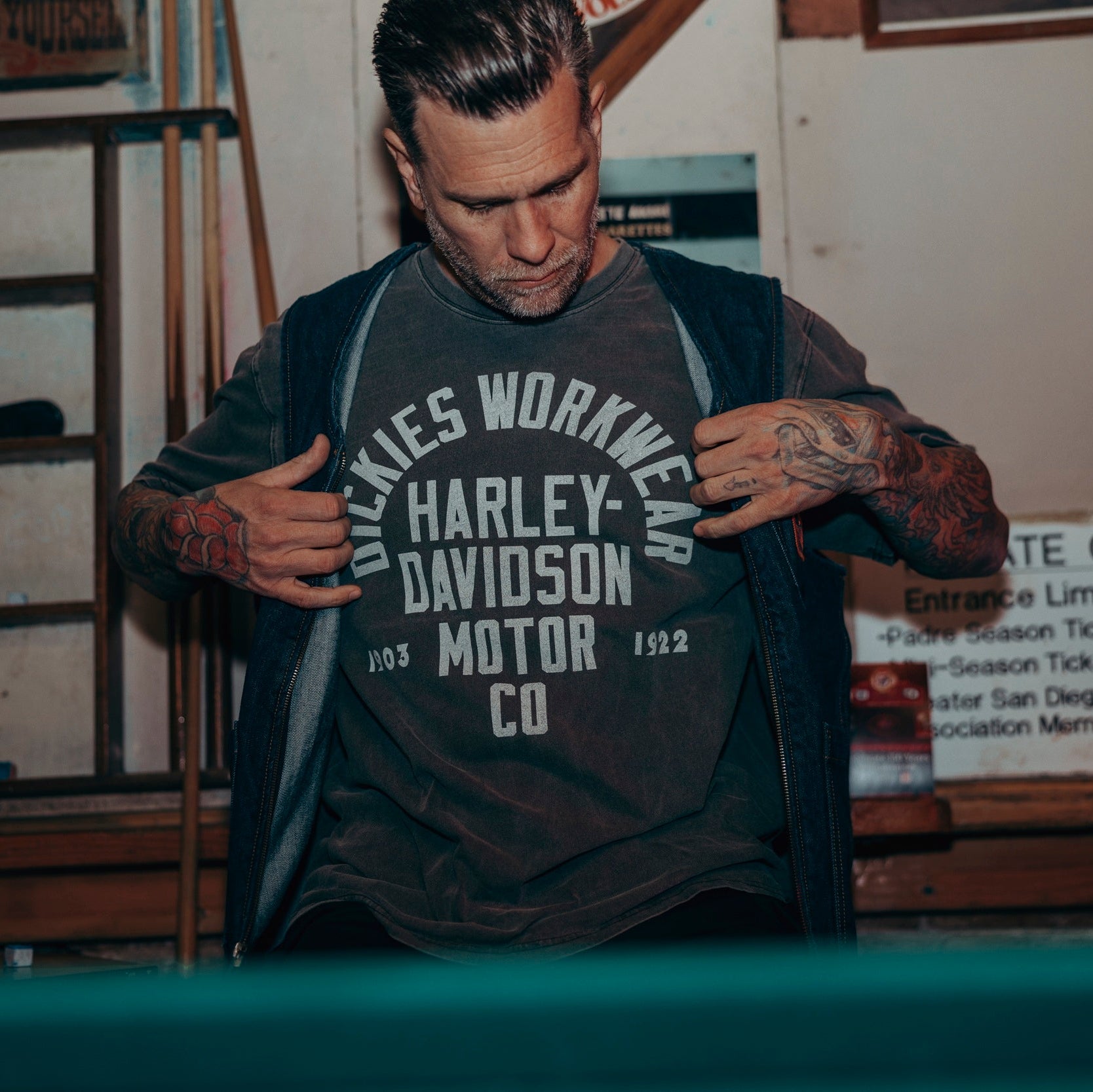 Dickies x Harley Davidson Washed Tee- Black