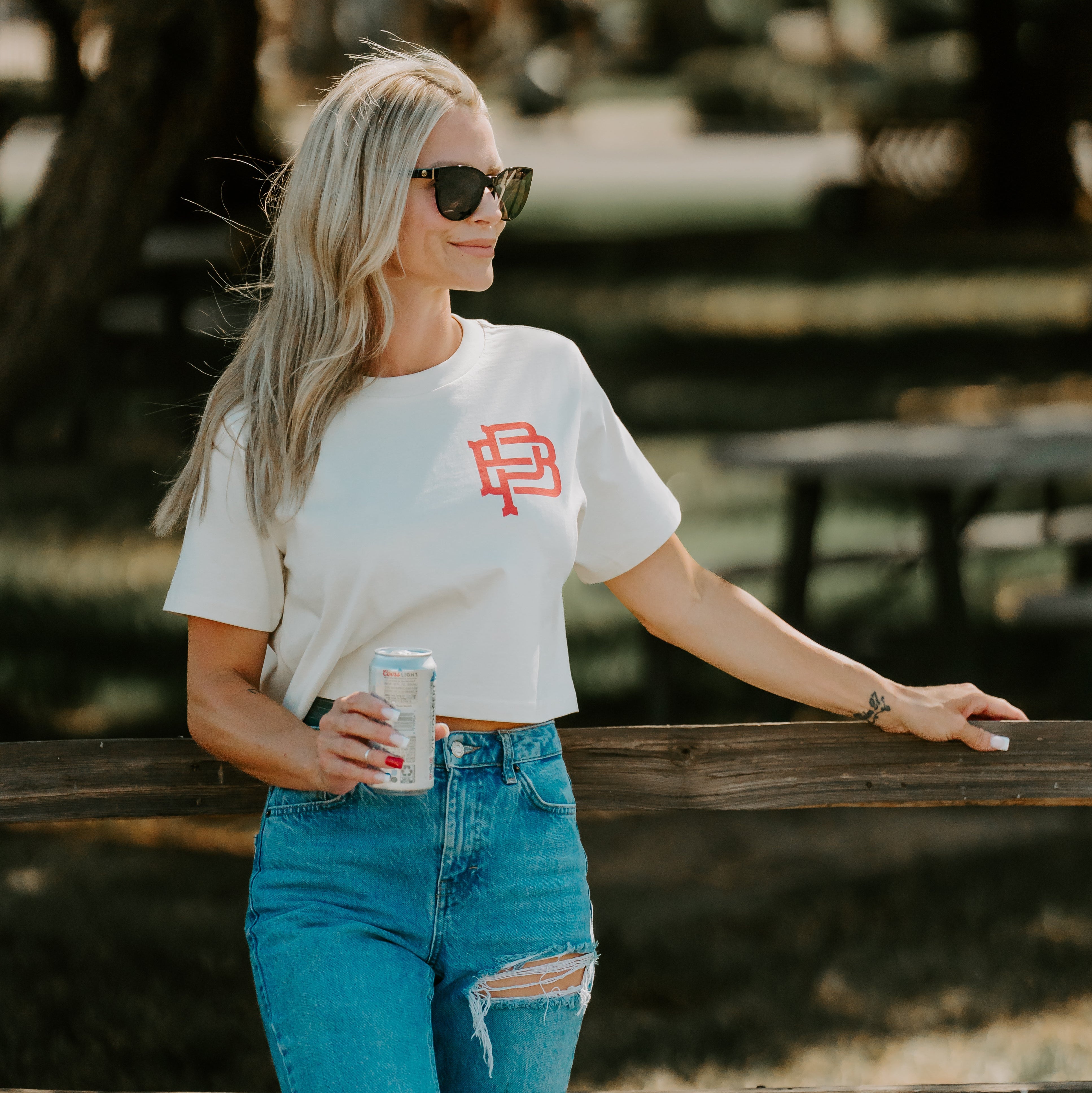 Freedom Chasers Crop, Faded Bone