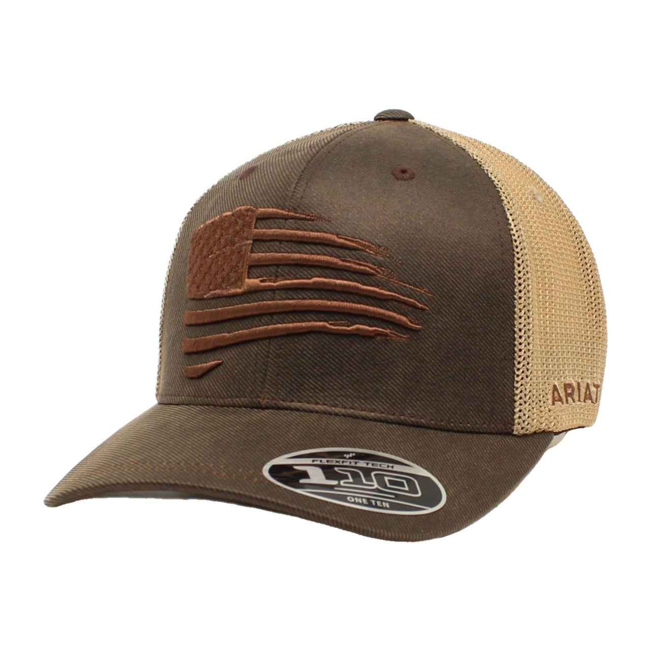 Ariat Men's Flag Embroidery Hat - Oil Skin Brown