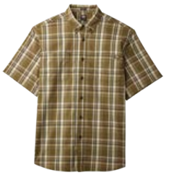 S/S Yarn Dyed Relaxed Fit Flex Plaid Shirt, Dark Olive