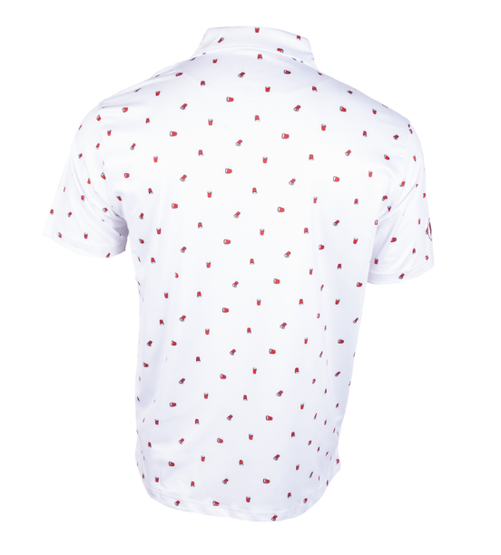 Saturdays Are Fore The Boys Solo Cup Printed Polo - White