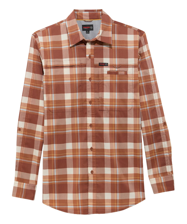 ATG-x-Wrangler® Hike to Fish Long Sleeve Shirt - Mahogany Check