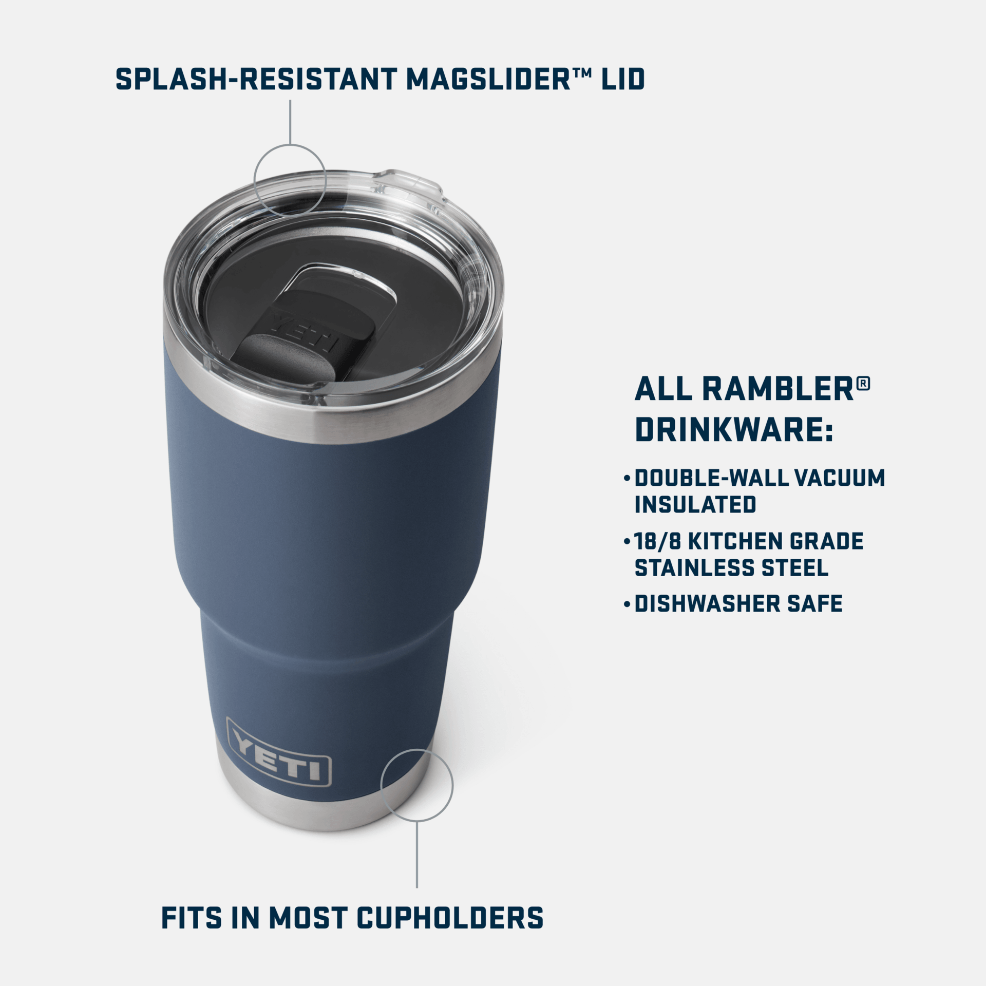 Rambler® 30 oz Tumbler w/Magslider™ Lid - Navy - Purpose-Built / Home of the Trades