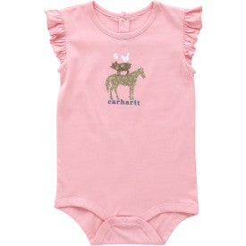 Infant Girls Short Sleeve Animal Stack Bodysuit - Peony