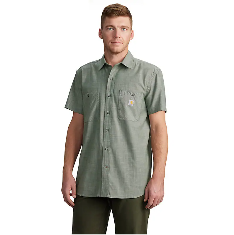 Rugged Flex Relaxed Fit Lightweight Short-Sleeved Cross Weave Shirt - Forestry Green