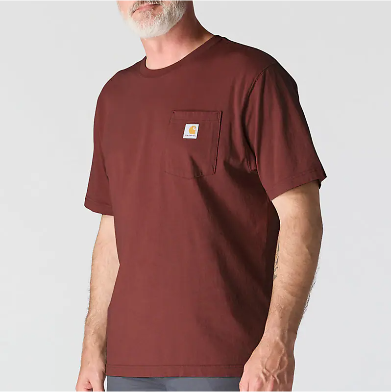 K87 - Loose Fit Heavyweight Pocket Tee- Dark Spice Red