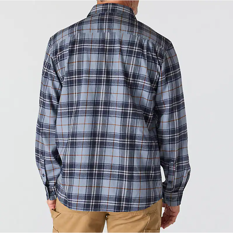 Rugged flex® relaxed fit midweight long-sleeve plaid shirt - Faded Navy